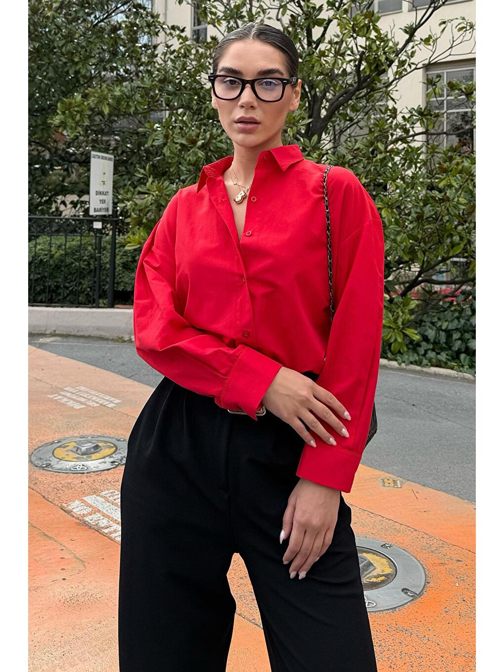 Kırmızı Basic Kadın Gömlek Mg2355-2