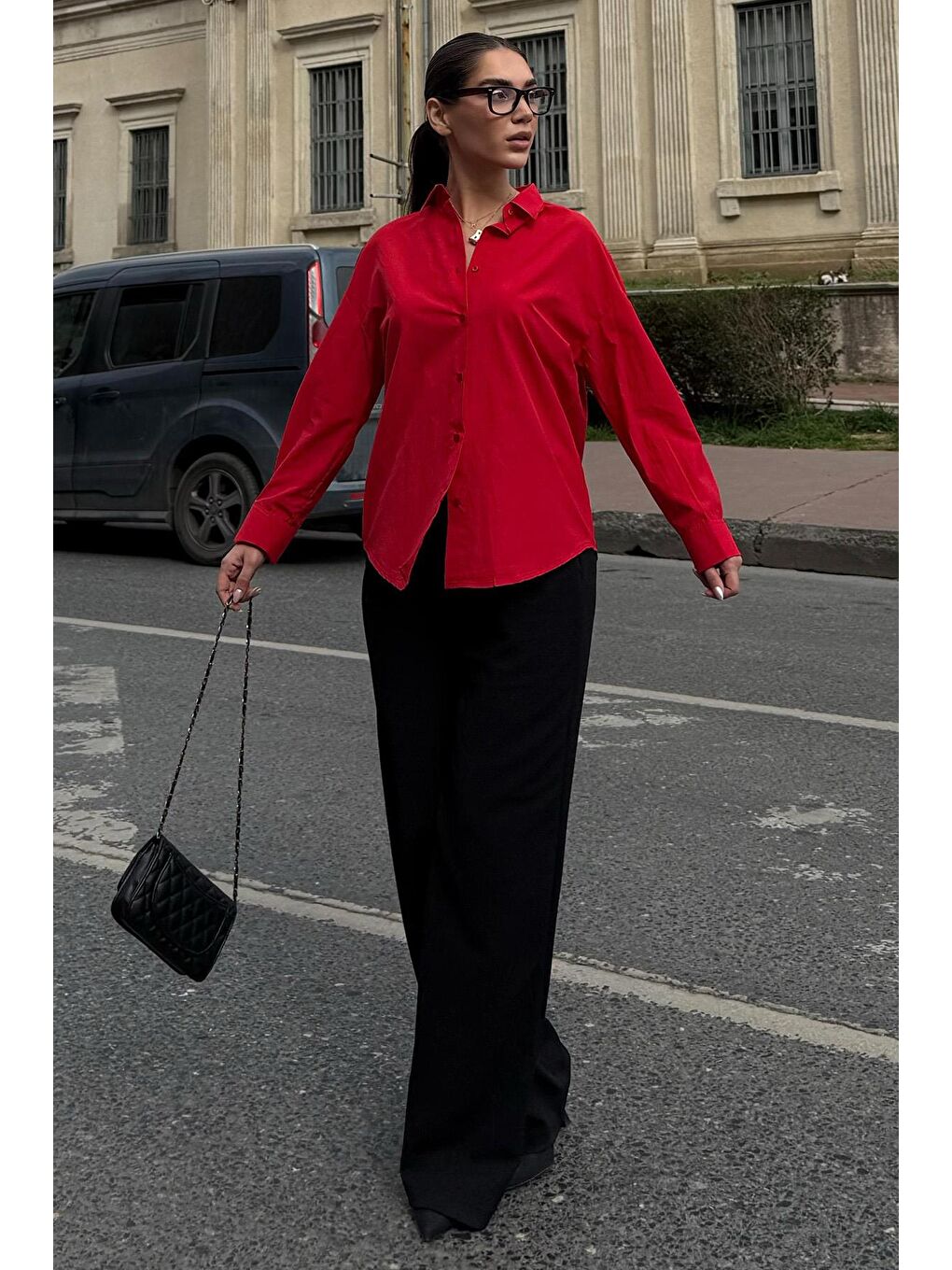 Kırmızı Basic Kadın Gömlek Mg2355-3