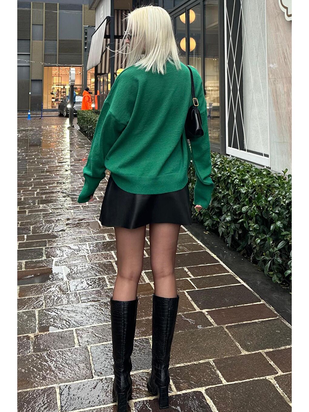 Siyah Mini Boy Kadın Deri Etek Mg2298-3