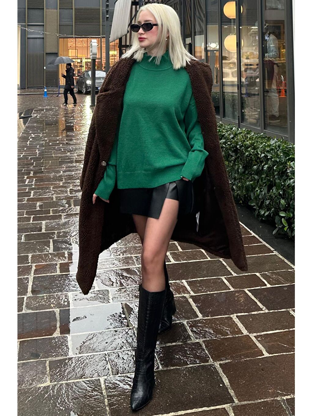 Siyah Mini Boy Kadın Deri Etek Mg2298-5