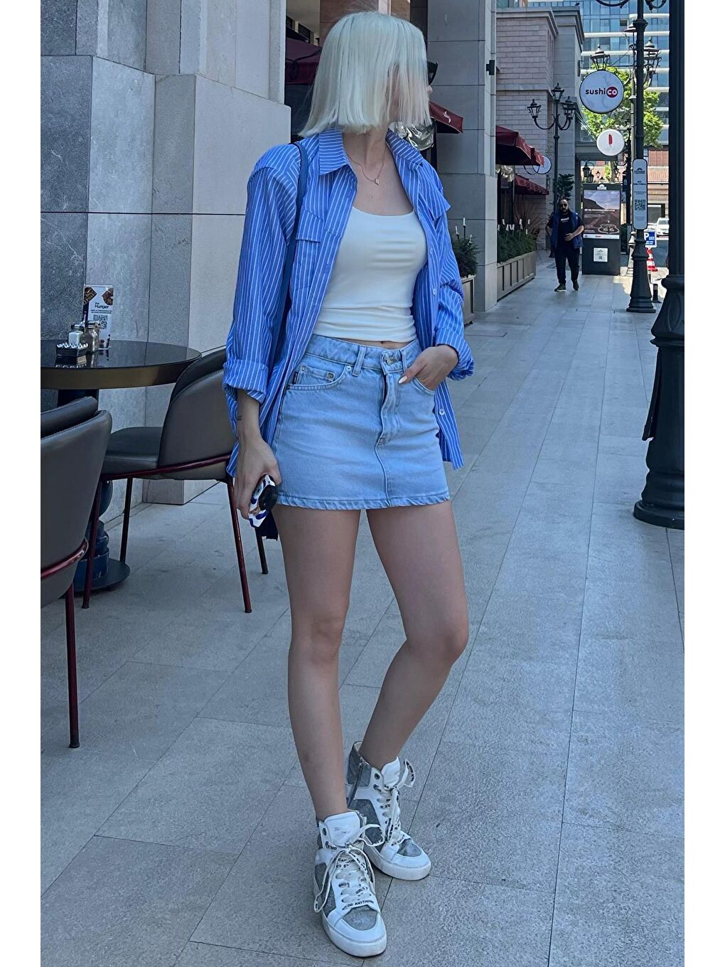 Açık Mavi Jean Etek Mg2372-1