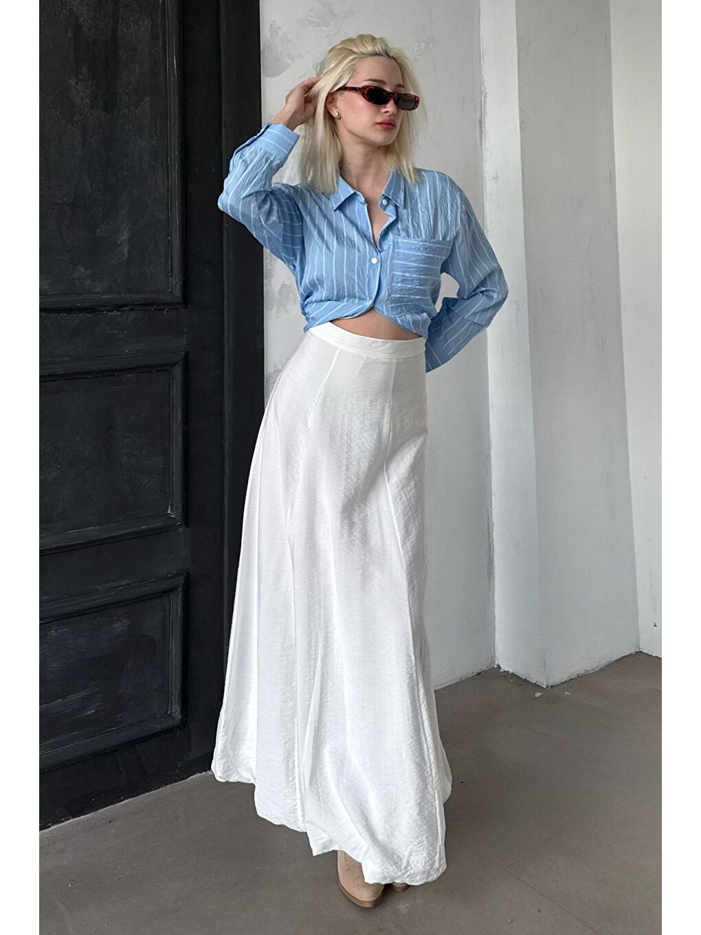 Beyaz Balon Etek Mg2319-2