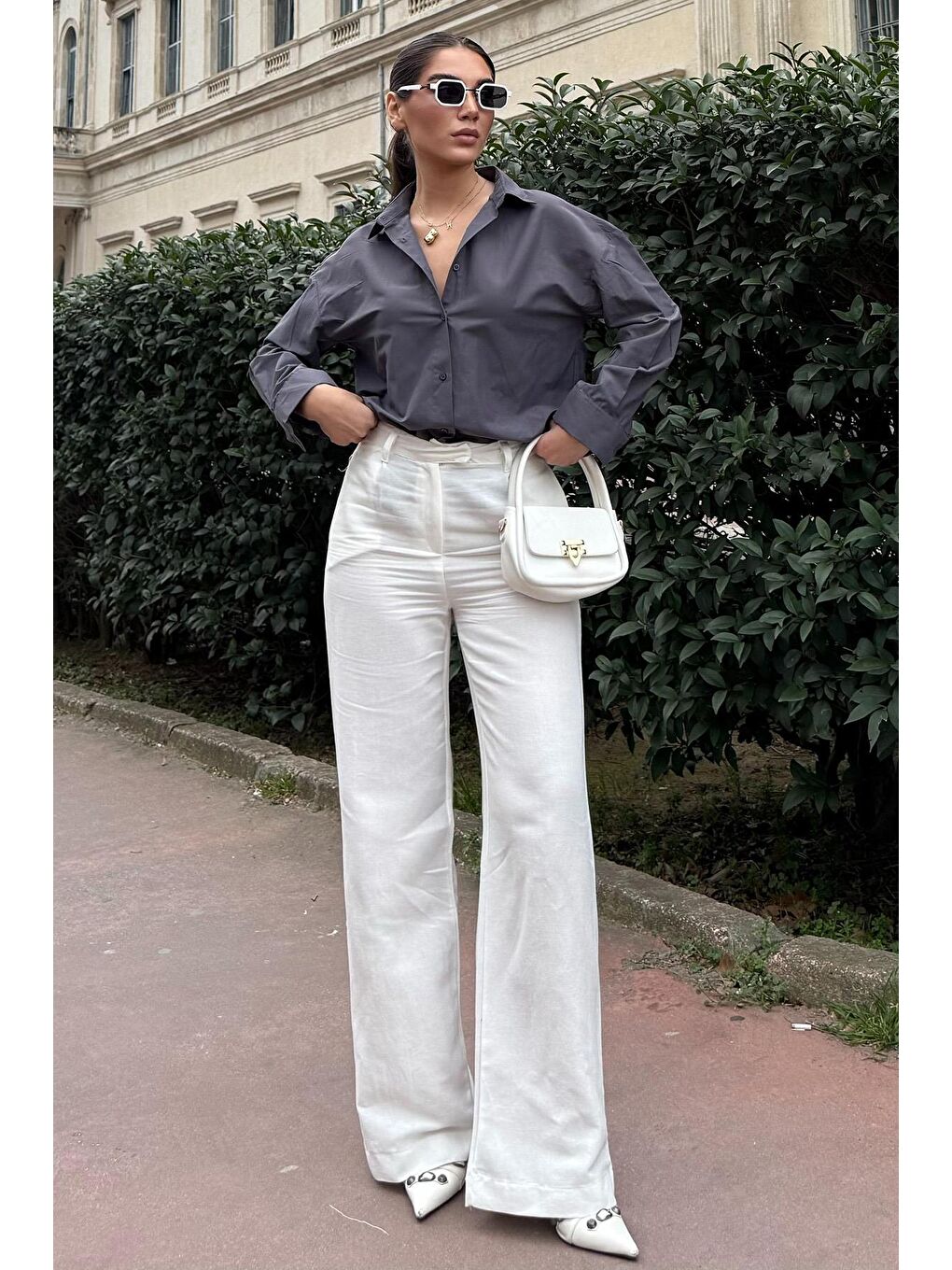 Antrasit Basic Kadın Gömlek Mg2355-1