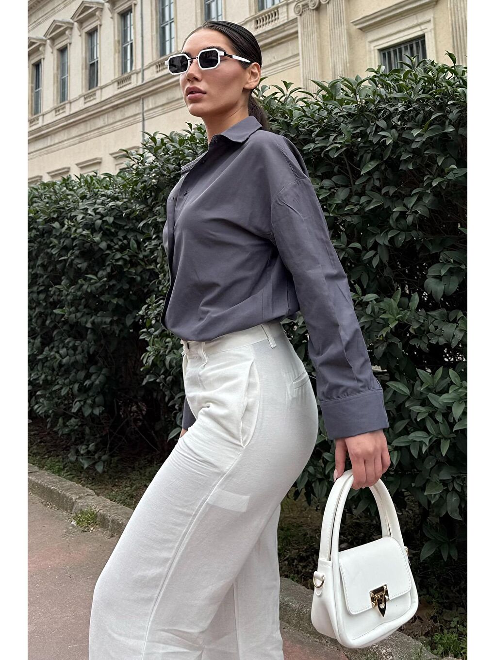 Antrasit Basic Kadın Gömlek Mg2355-3