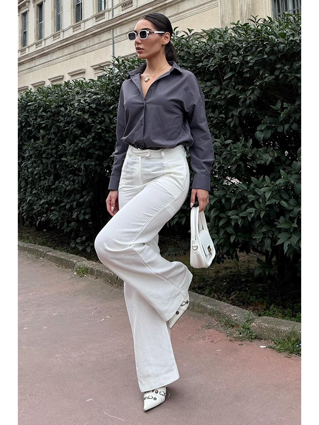 Antrasit Basic Kadın Gömlek Mg2355-4