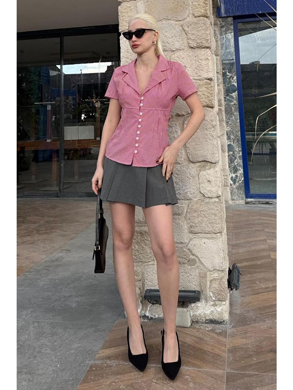 Kırmızı Pötikareli Kadın Gömlek Mg2359-4