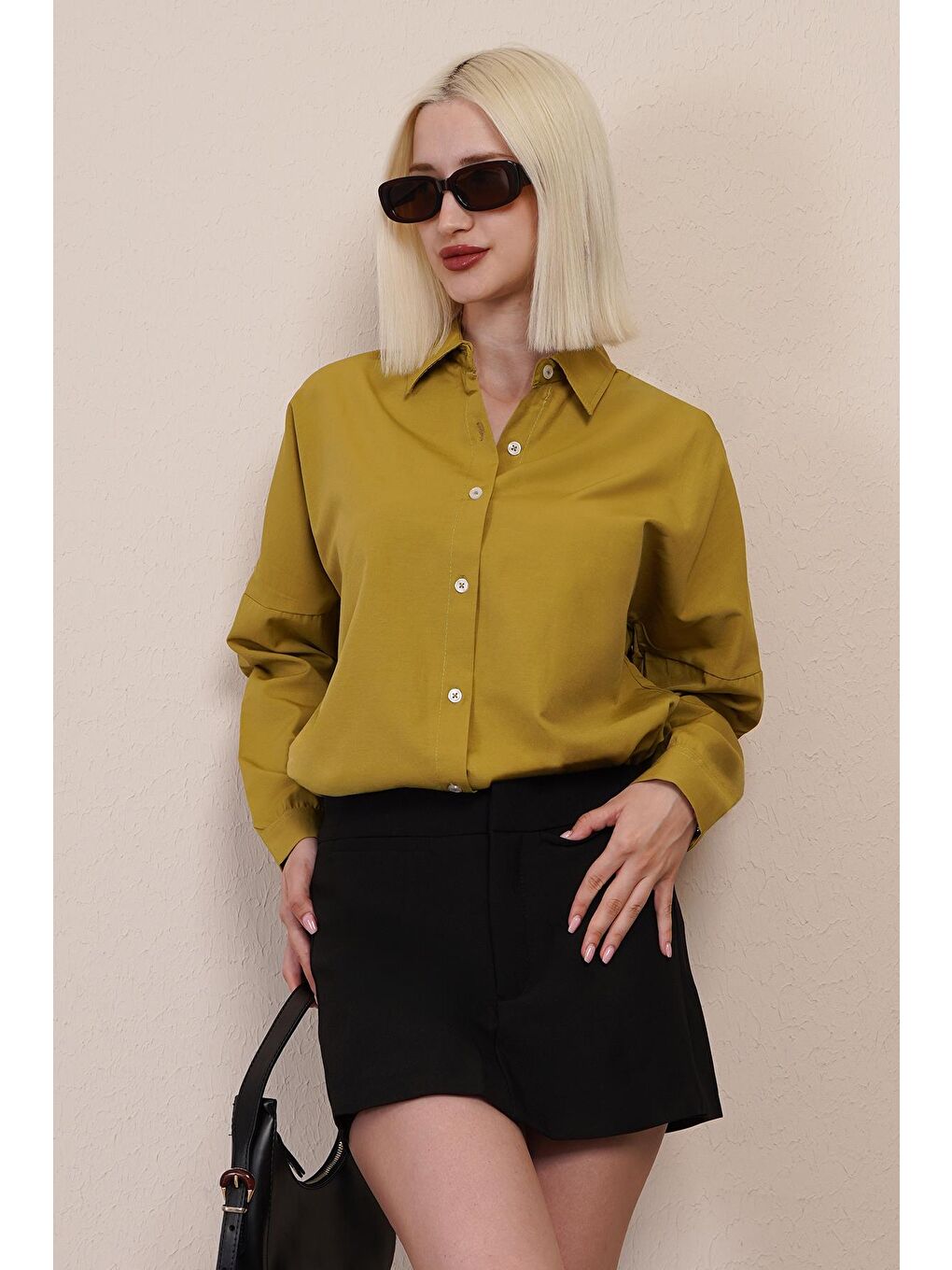 Sarı Hardal Oversize Gömlek Mg1369-6