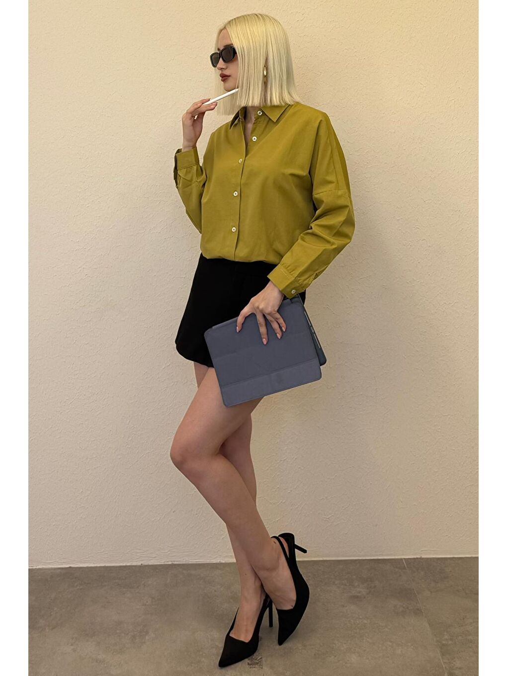 Sarı Hardal Oversize Gömlek Mg1369-7