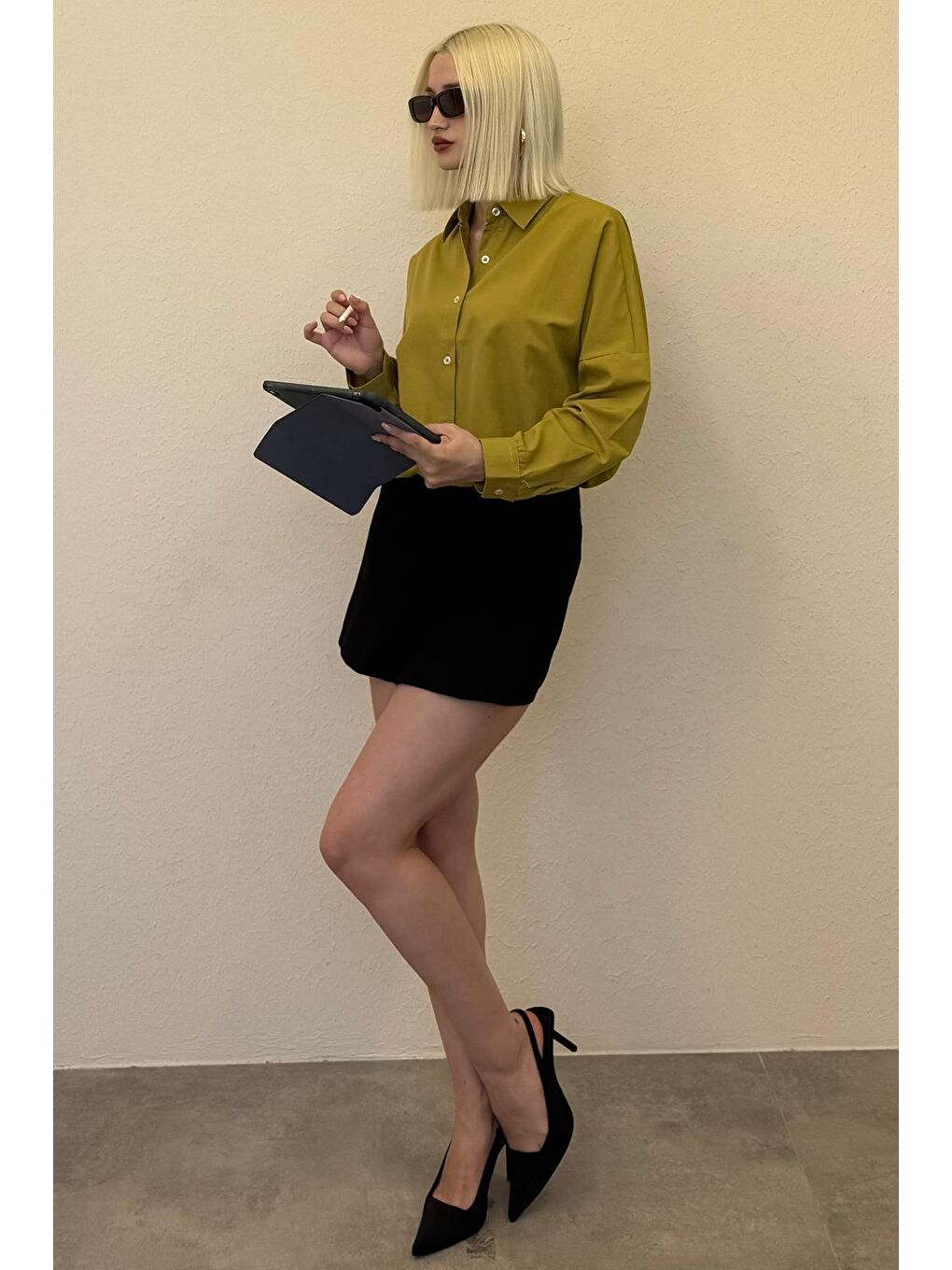 Sarı Hardal Oversize Gömlek Mg1369-10