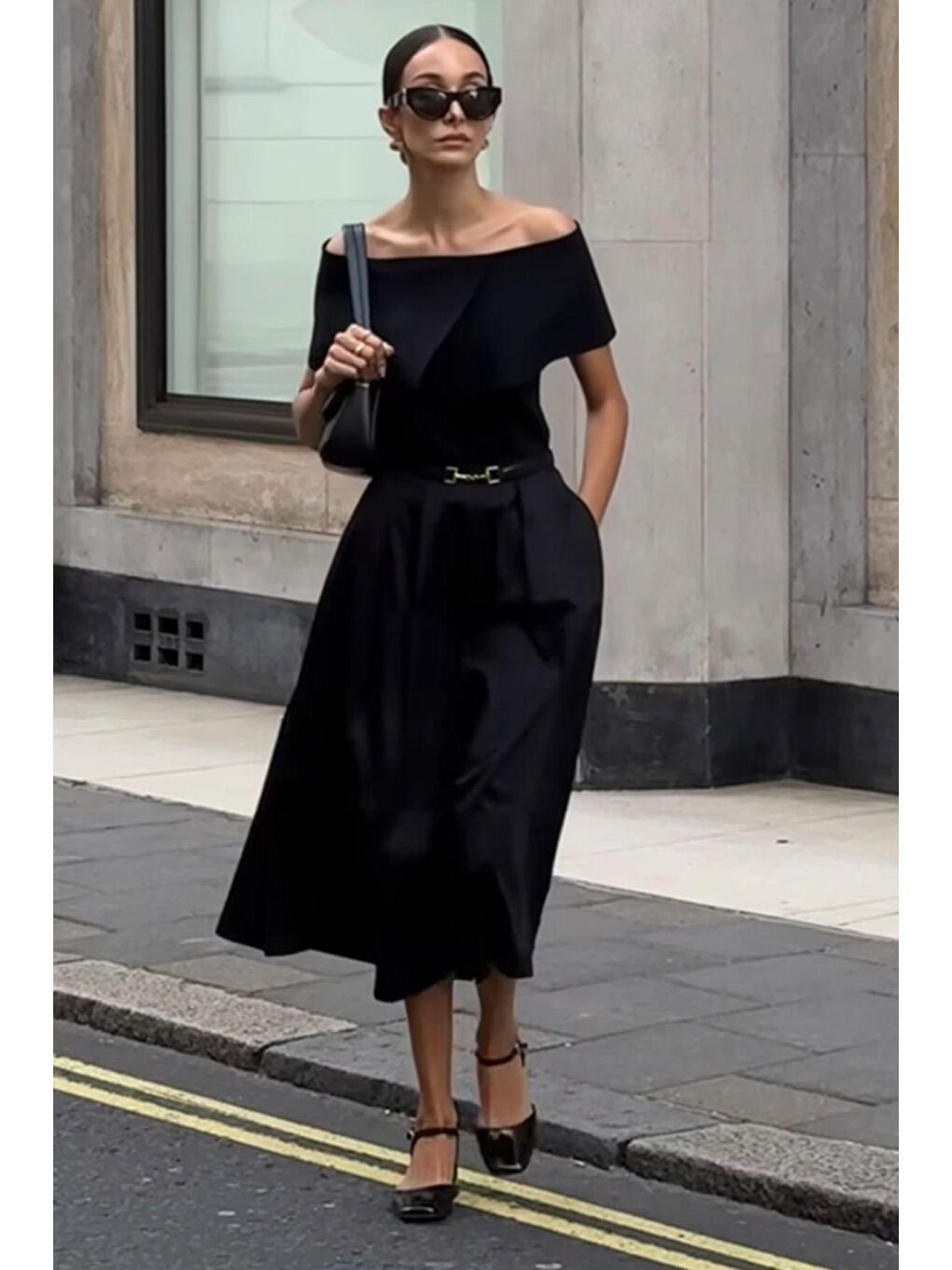 Siyah Pileli Cepli Kadın Midi Boy Etek Mg2536-7