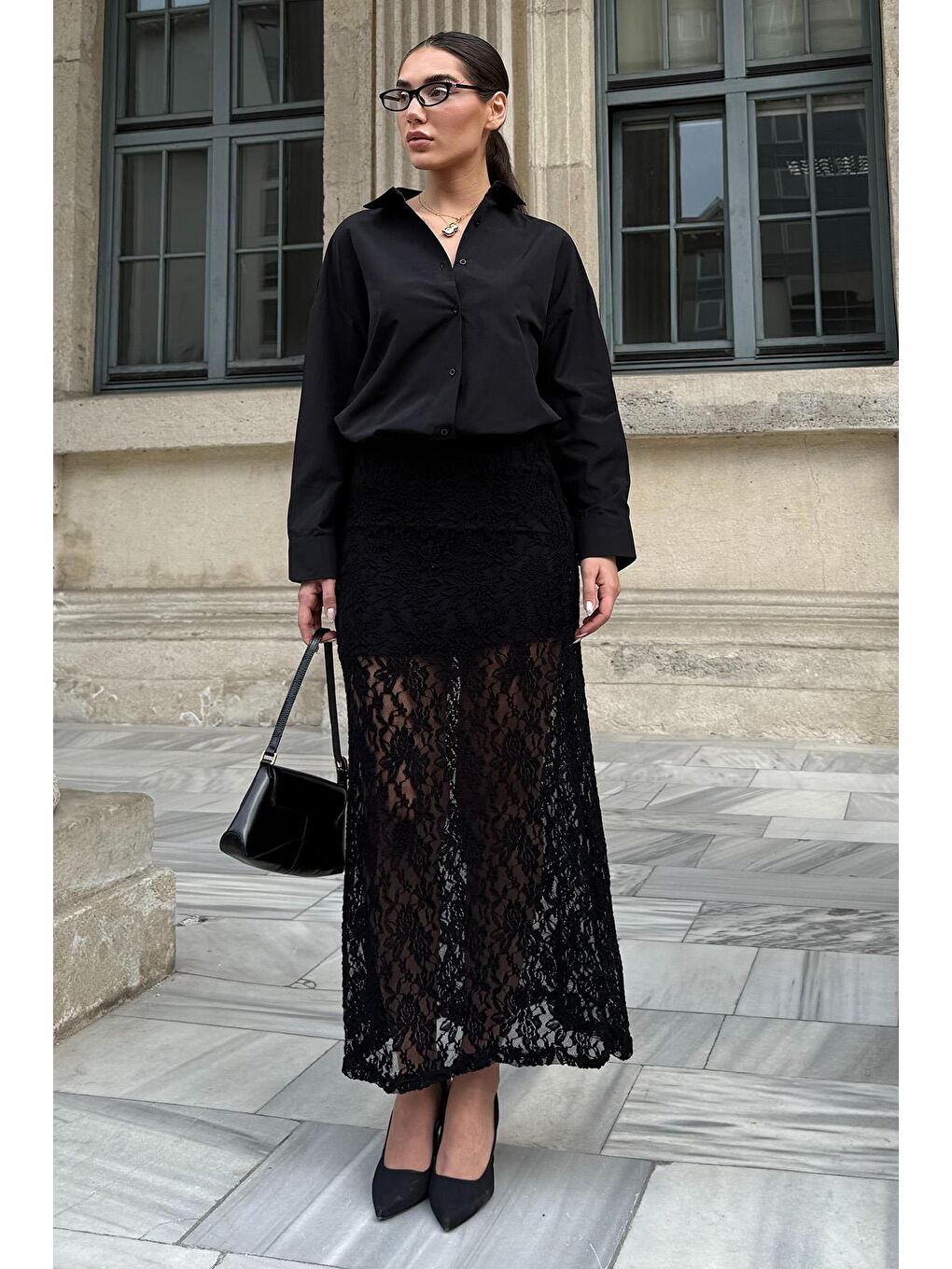 Siyah Basic Kadın Gömlek Mg2355-2