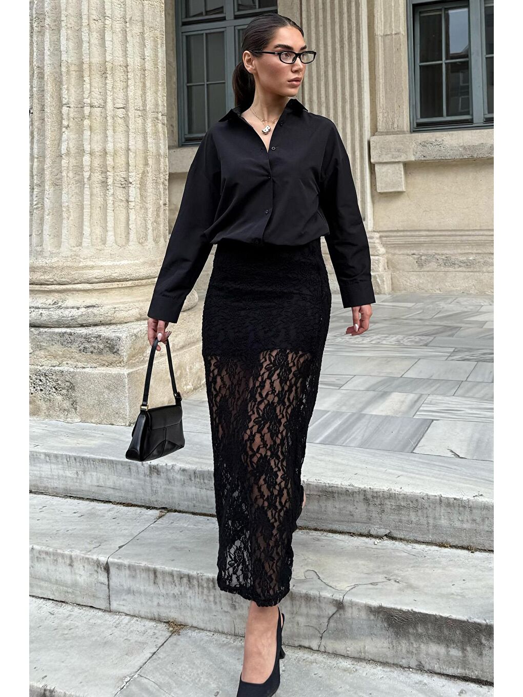 Siyah Basic Kadın Gömlek Mg2355-3