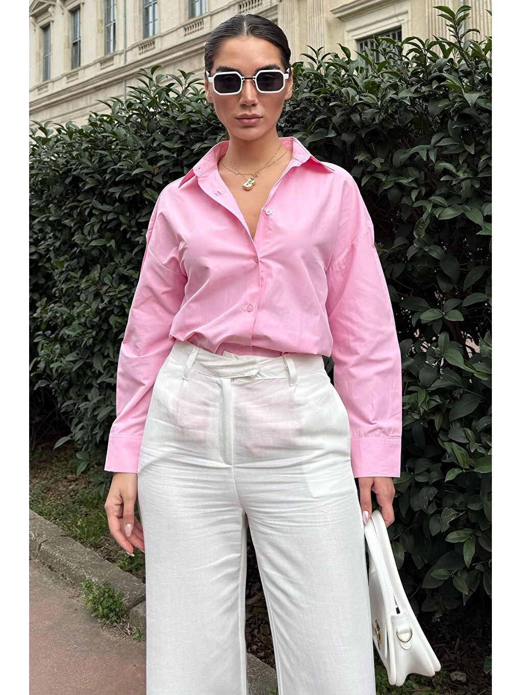 Pembe Basic Kadın Gömlek Mg2355-3