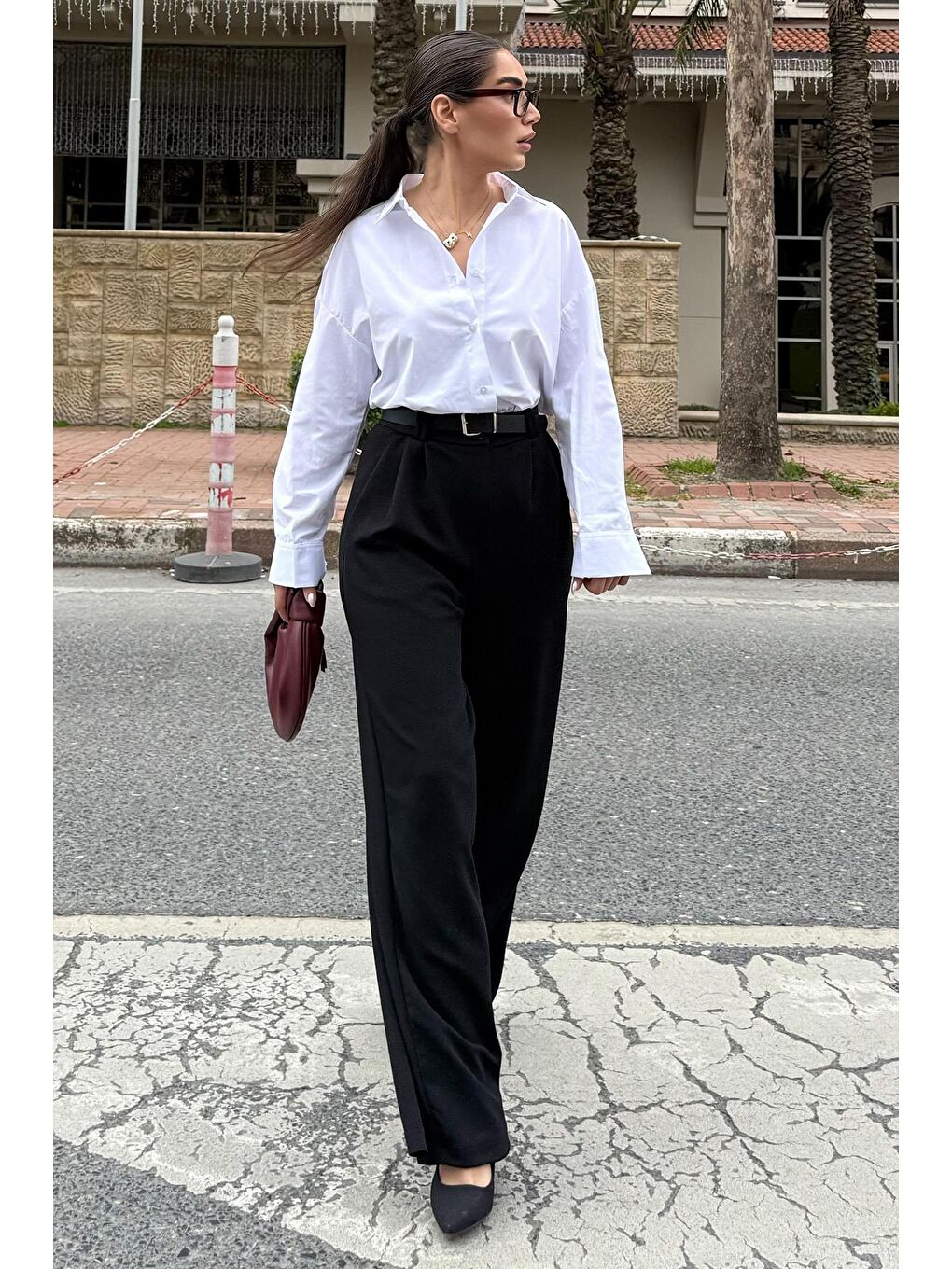 Beyaz Basic Kadın Gömlek Mg2355-1