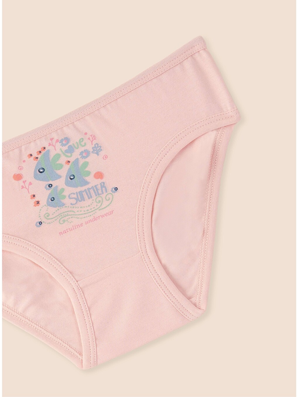 Pembe Kız Çocuk Organik Pamuklu Elastanlı Külot Summer 3'lü Paket-2
