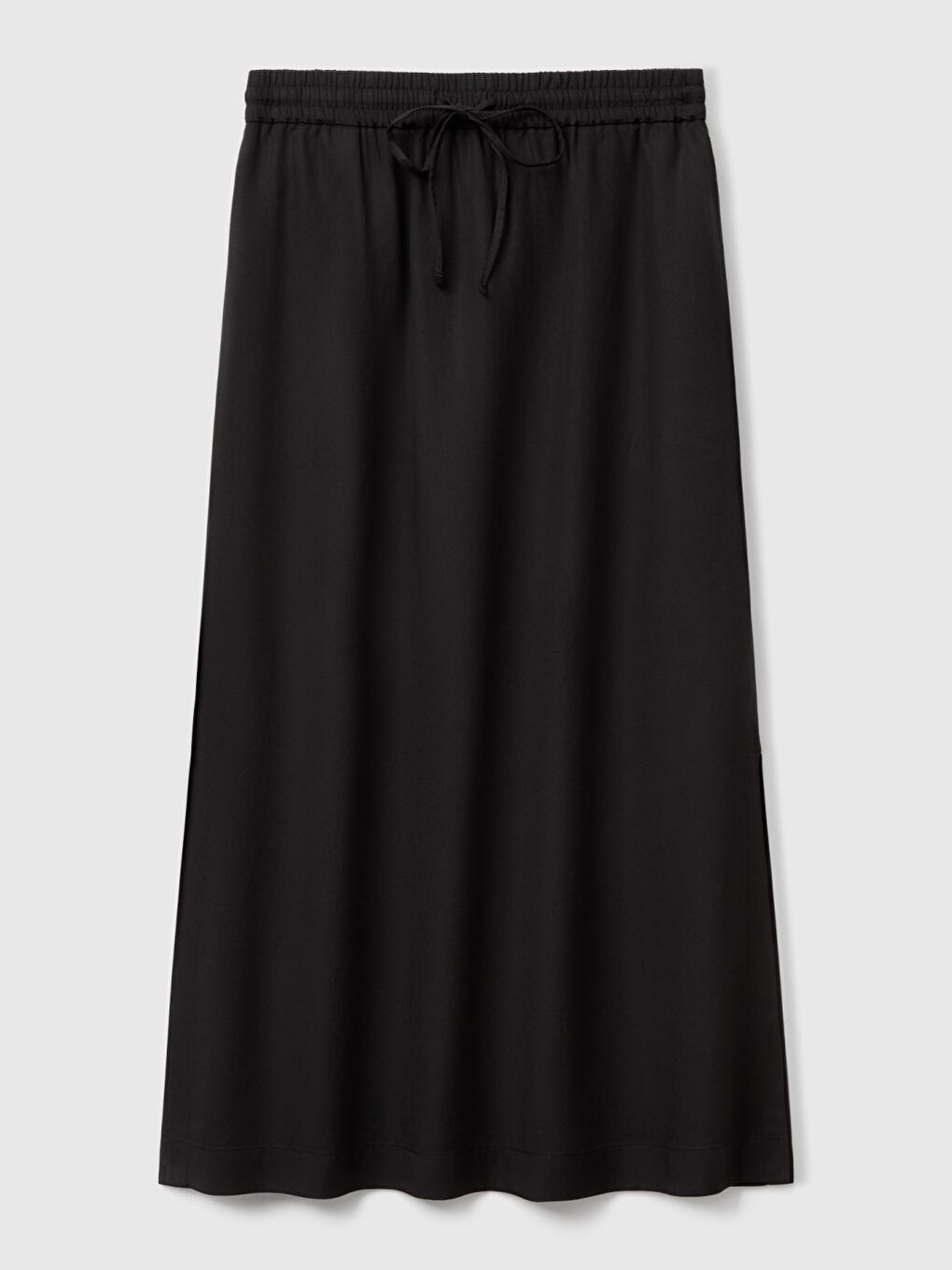 Kadın Siyah %100 Liyosel Beli Lastikli Cepli Uzun Etek