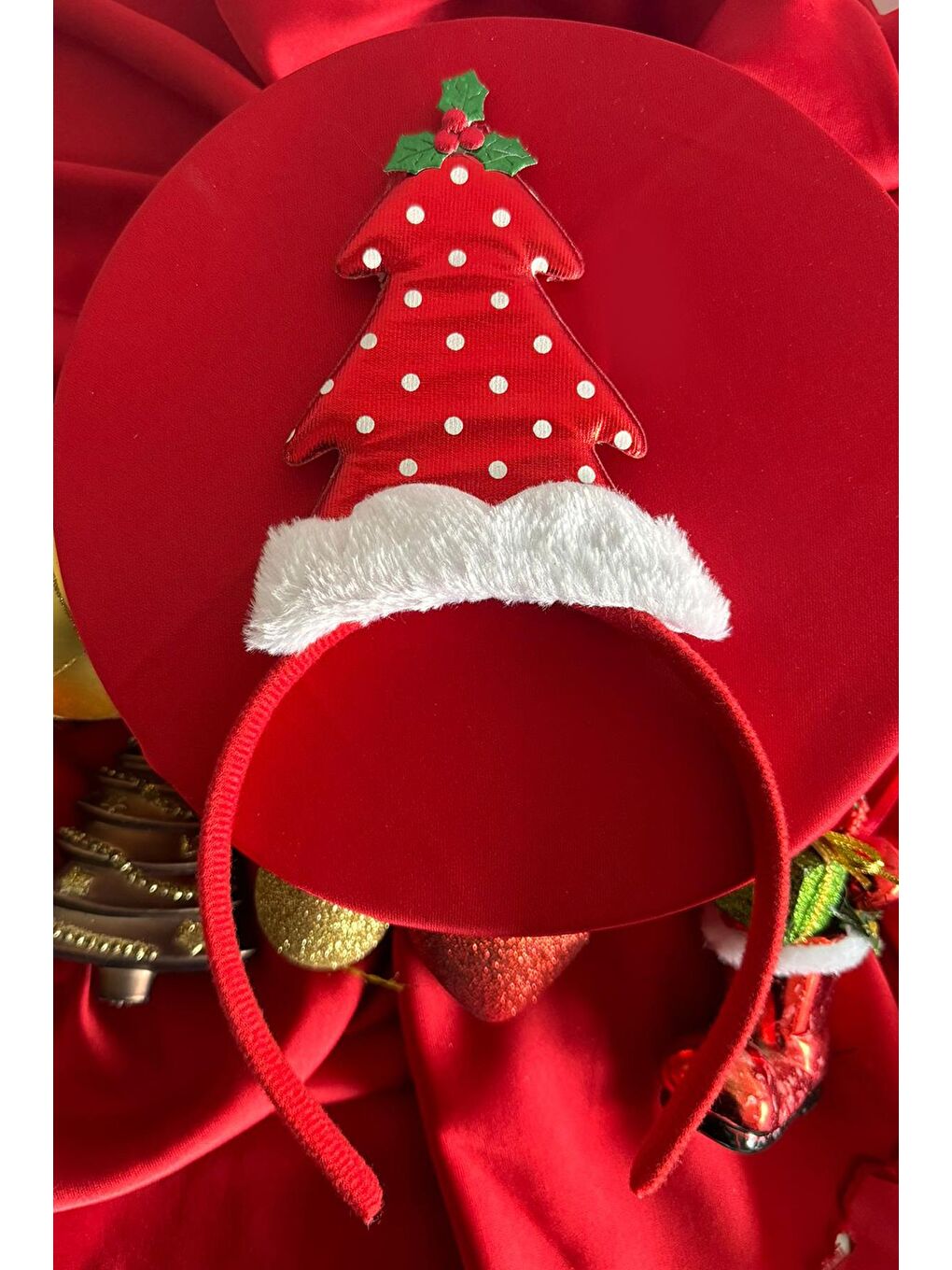 Kırmızı Yılbaşı Geyik Kafası Detaylı Parti Tacı-1