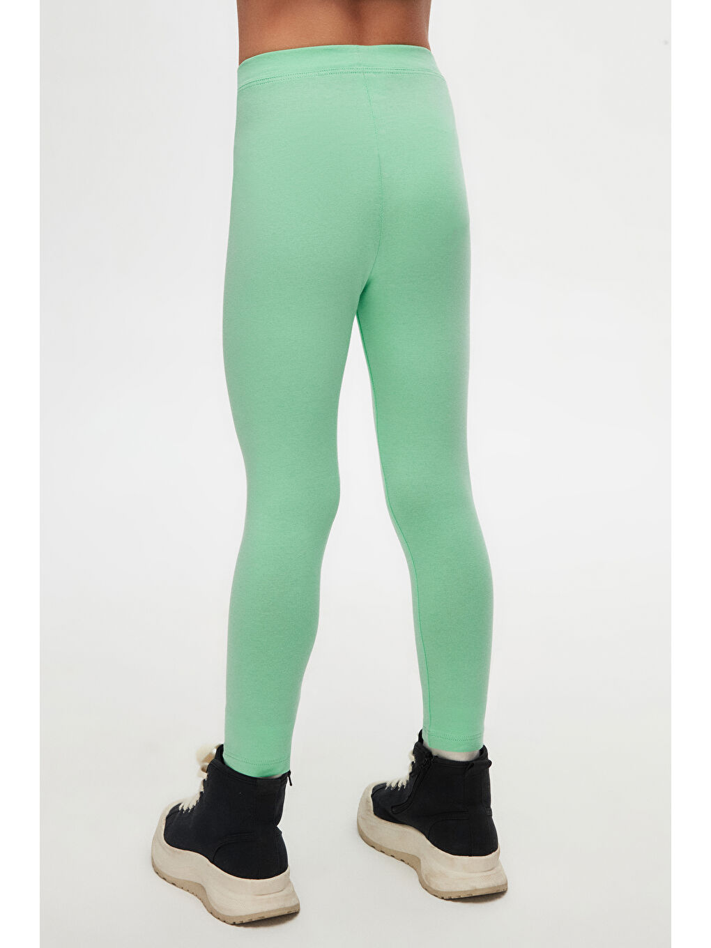 Pastel Yeşil Kız Çocuk Tam Boy Düz Basıc Tayt-4