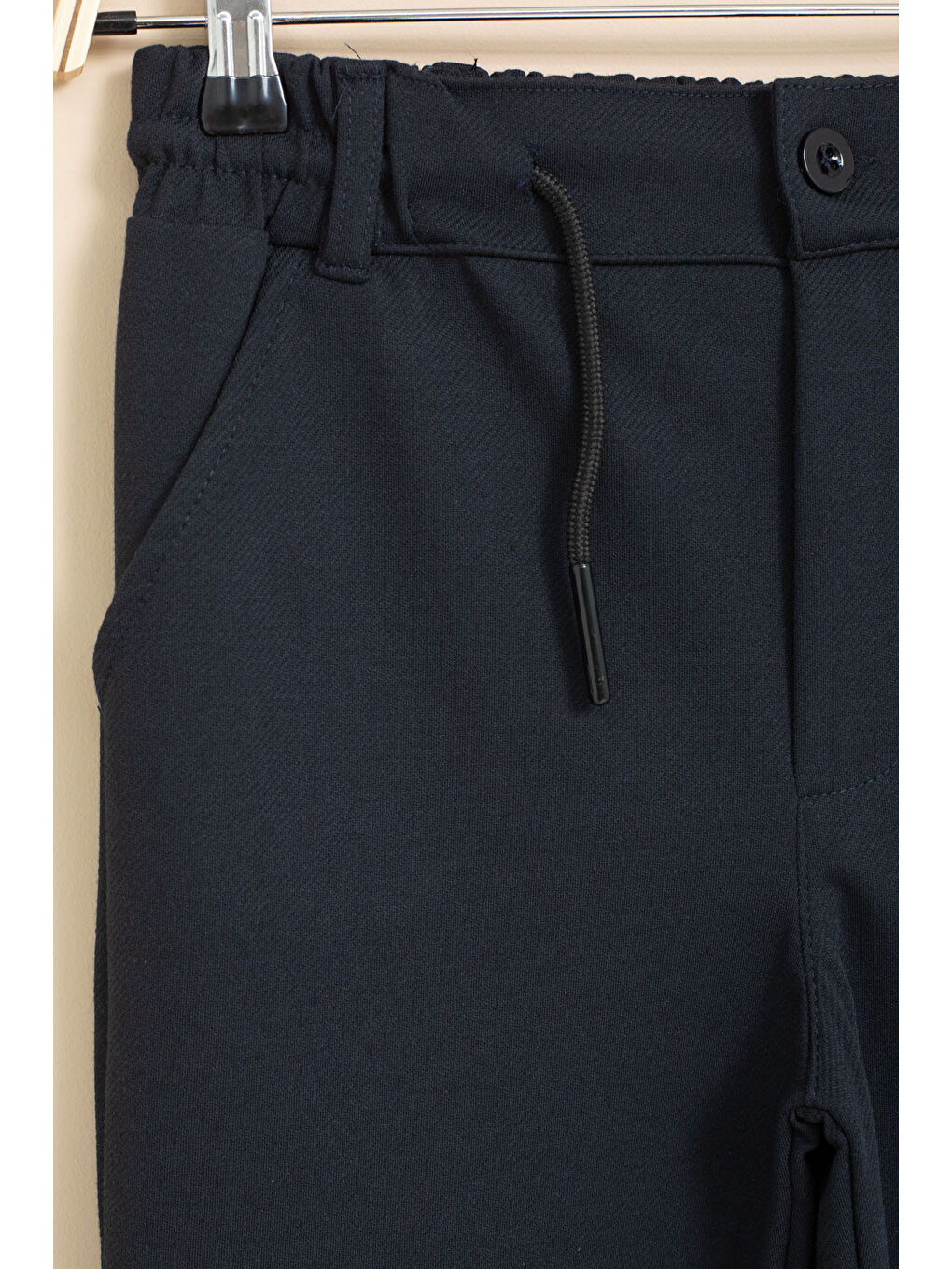 Lacivert Erkek Çocuk Duble Paça Beli Lastikli Basic Kumaş Pantolon 21421-2