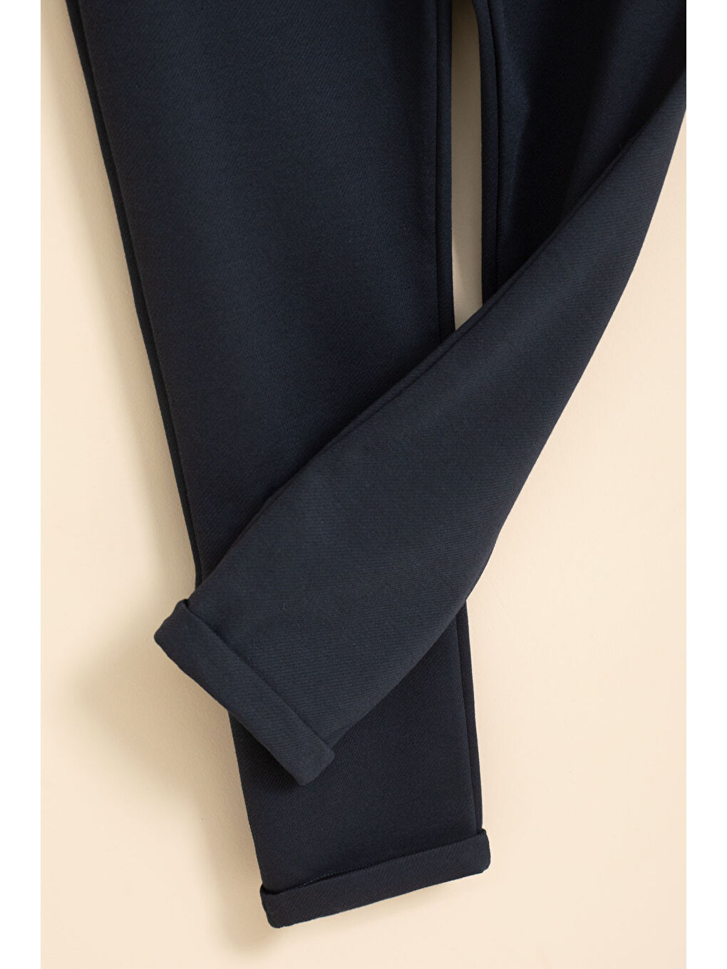 Lacivert Erkek Çocuk Duble Paça Beli Lastikli Basic Kumaş Pantolon 21421-4