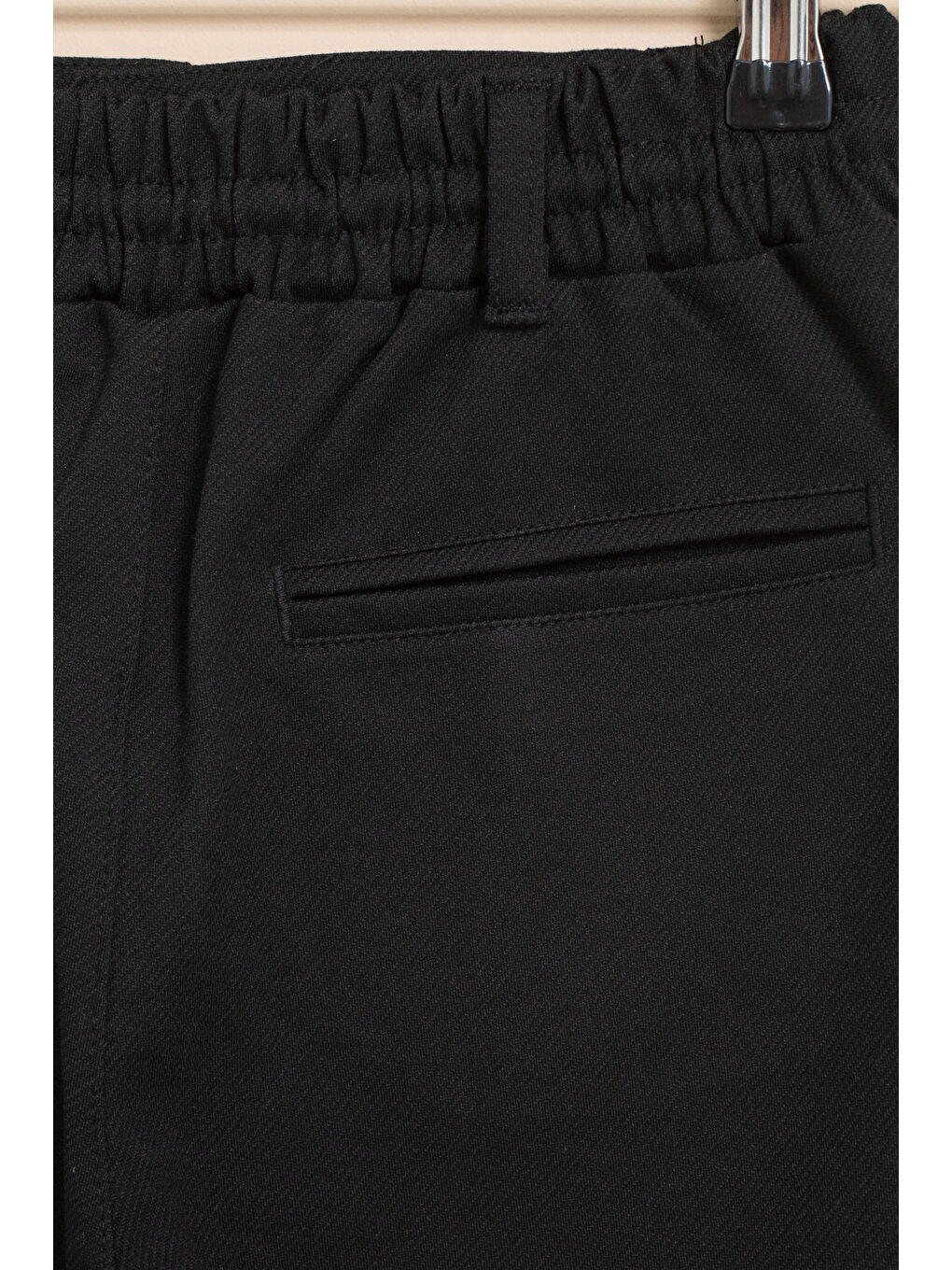 Siyah Erkek Çocuk Duble Paça Beli Lastikli Basic Kumaş Pantolon 21420-3