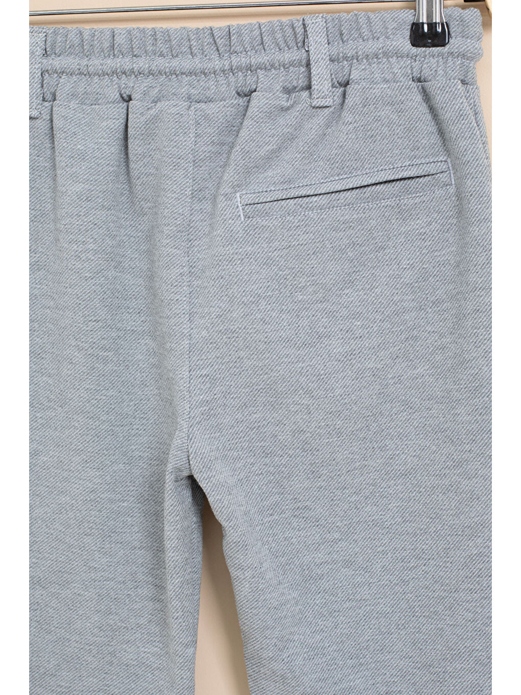 Gri Erkek Çocuk Duble Paça Beli Lastikli Basic Kumaş Pantolon 21419-3