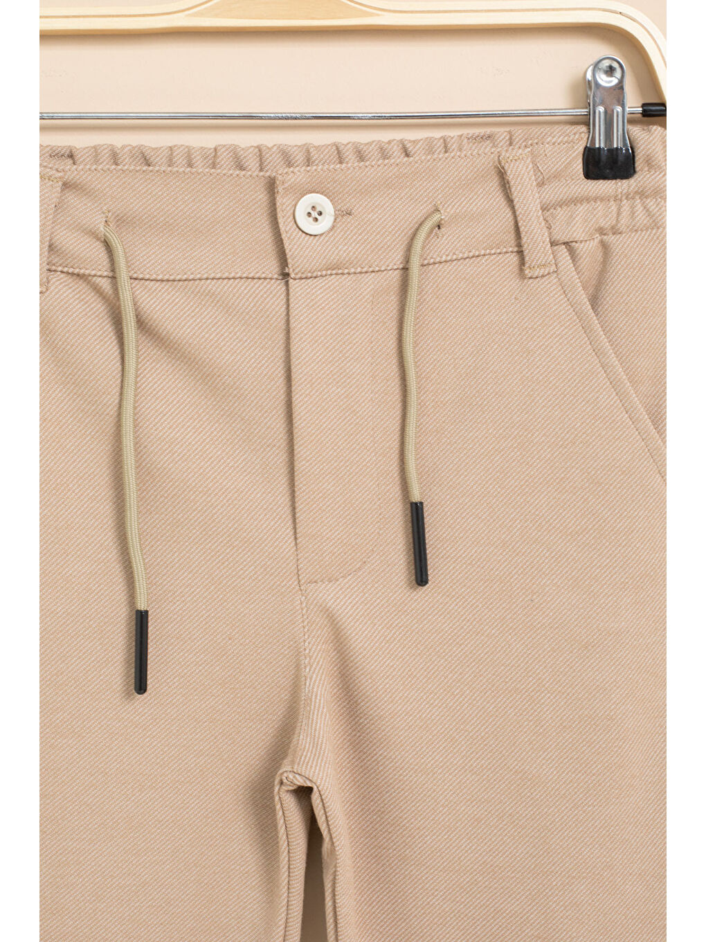 Kahverengi Kahve Erkek Çocuk Duble Paça Beli Lastikli Basic Kumaş Pantolon 21423-1