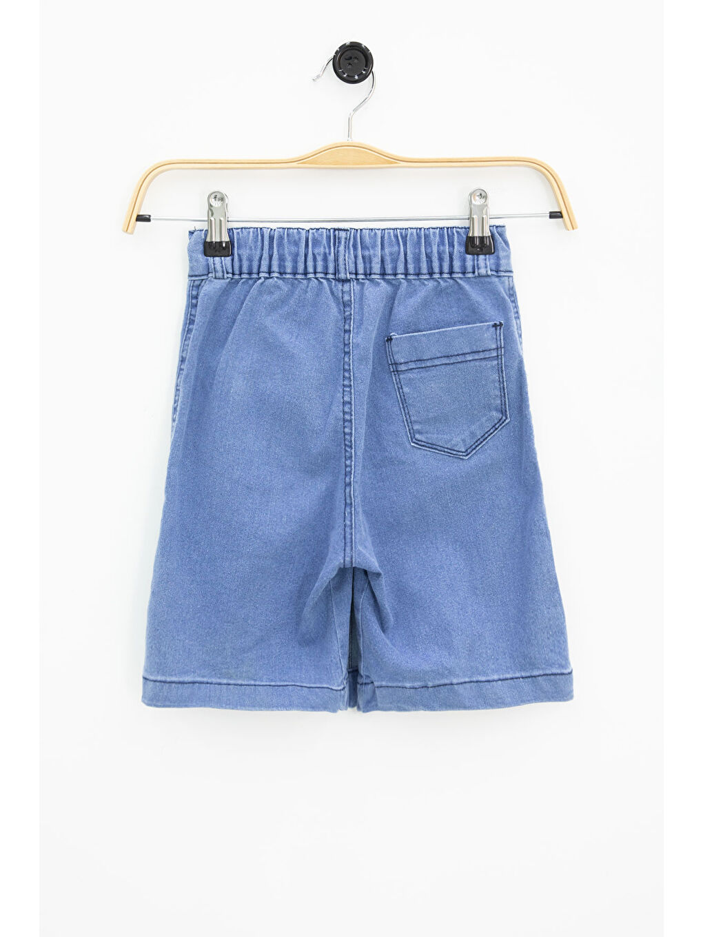 Mavi Ön Cepli Beli Lastikli Kız Çocuk Jean Şort Etek 21122-1