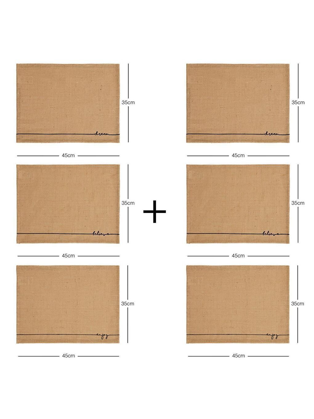 Bej 6'lı Jüt Amerikan Servis Seti 45 x 35 cm-5