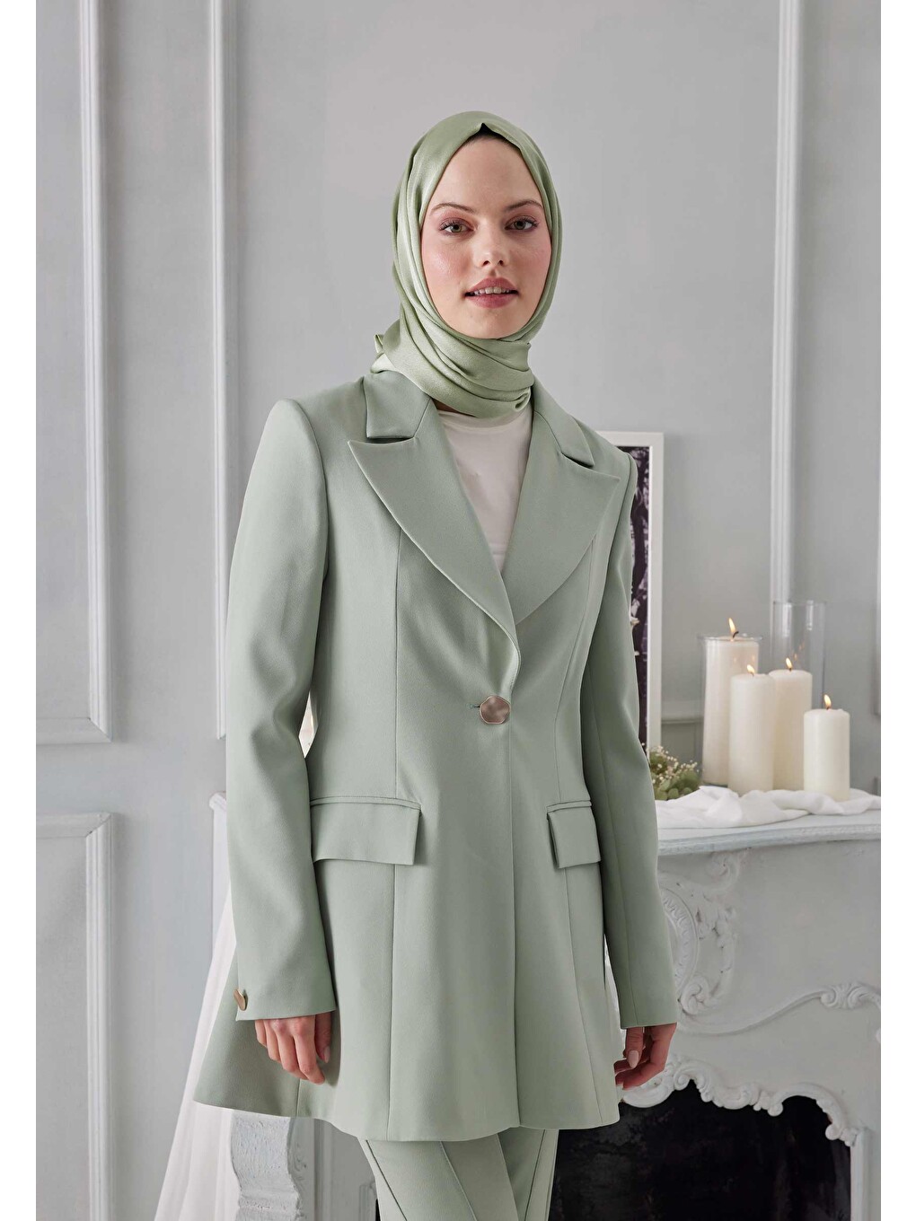 Yeşil Janjanlı Şal Mint-2