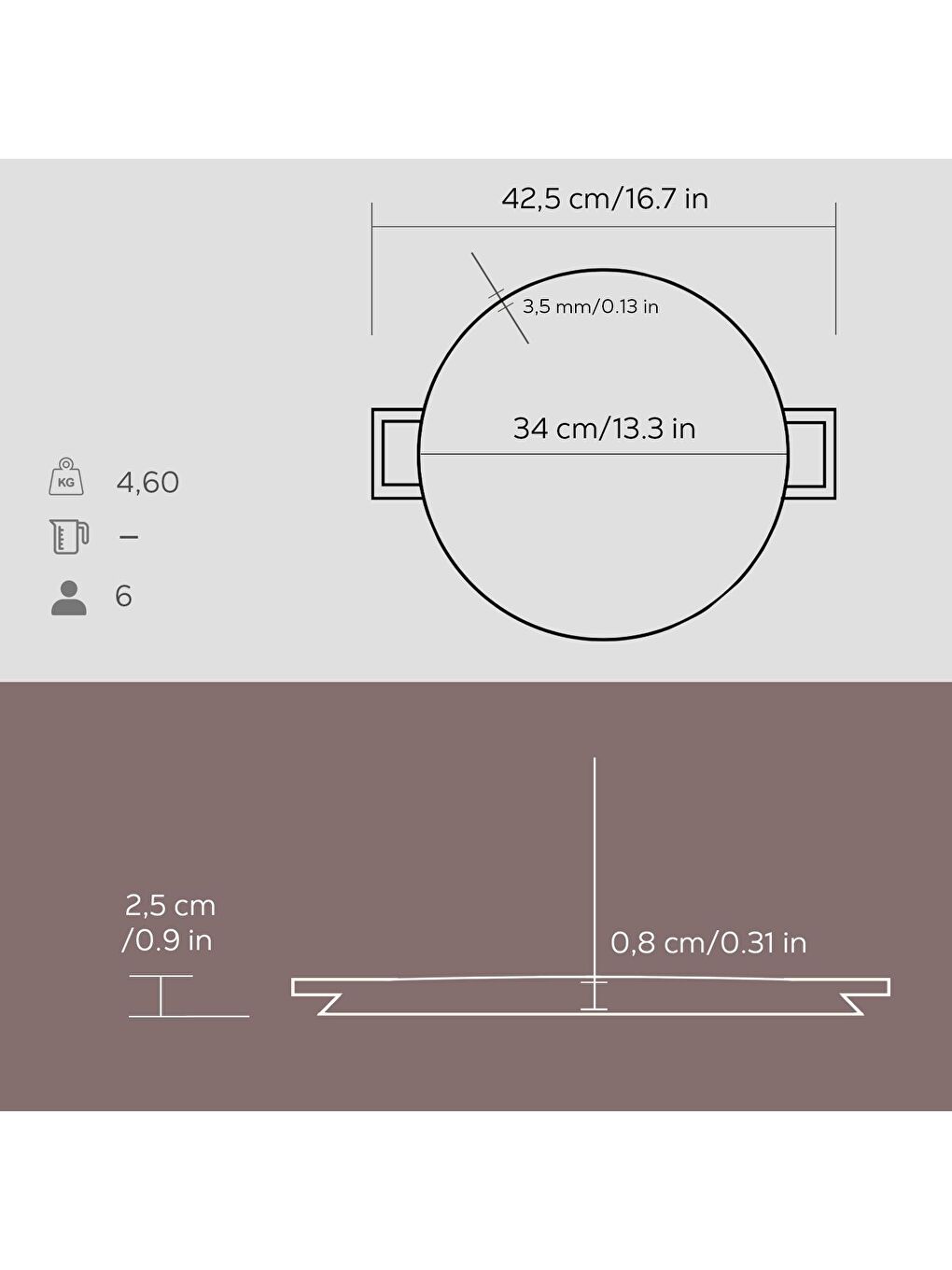 Siyah Yuvarlak Çift Yön Izgara Tavası Döküm Demir Yekpare Çift Kulplu Çap(Ø)34cm.-3