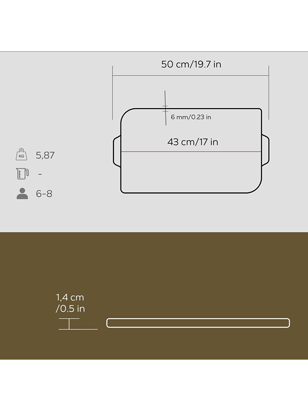 Siyah Dikdörtgen Izgara Çift Yön Hot Plate Döküm Demir Yekpare Çift Kulplu Ölçü 26x47cm.-5