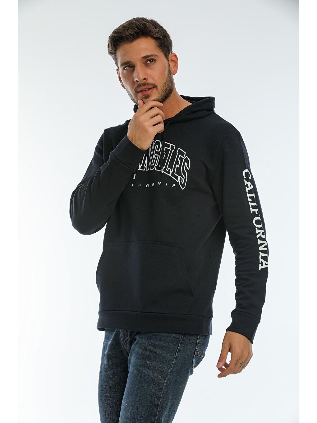 Süperlife Lacivert Erkek Kapşonlu Regular Fit Baskılı İnce Sweatshirt SPR22SW163 - 3