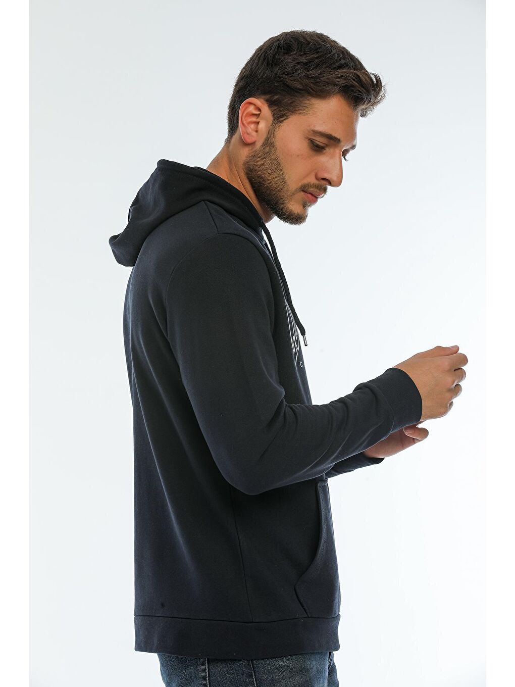 Süperlife Lacivert Erkek Kapşonlu Regular Fit Baskılı İnce Sweatshirt SPR22SW163 - 4