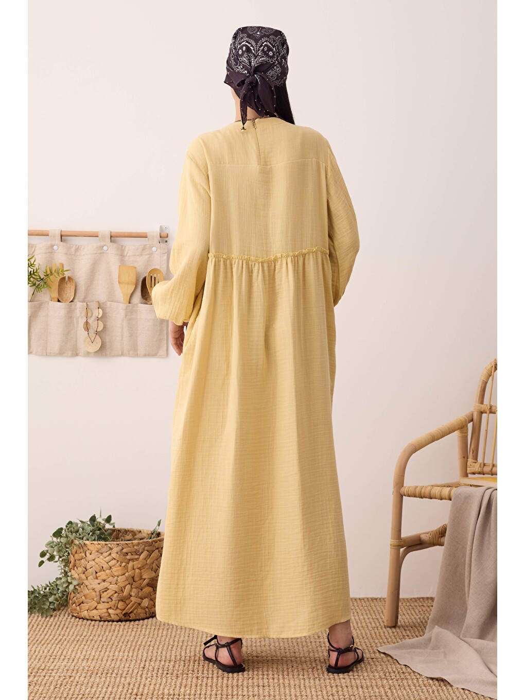 Müslin Elbise Soft Sarı-3
