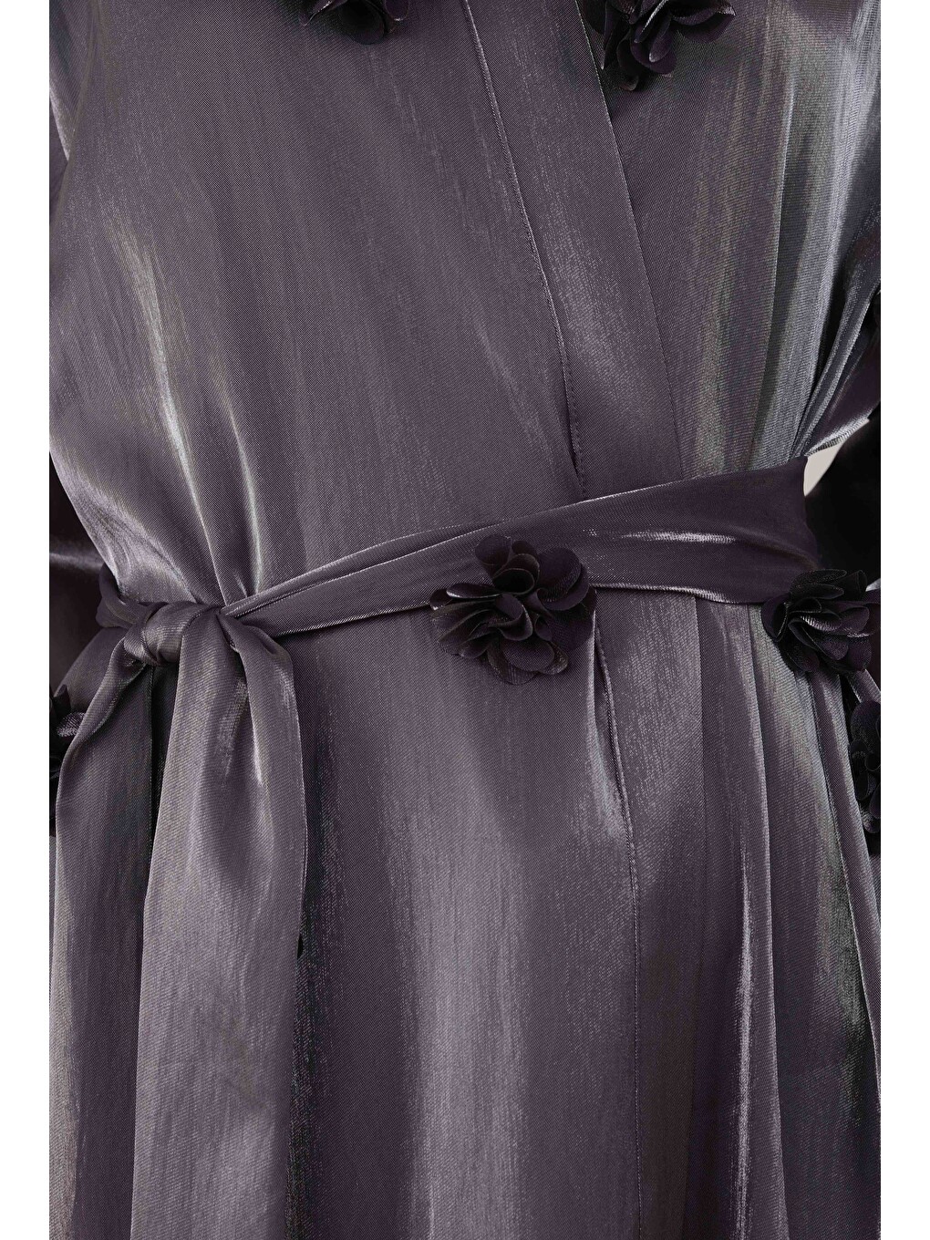 Çiçekli Aplikeli Abaya Siyah-4