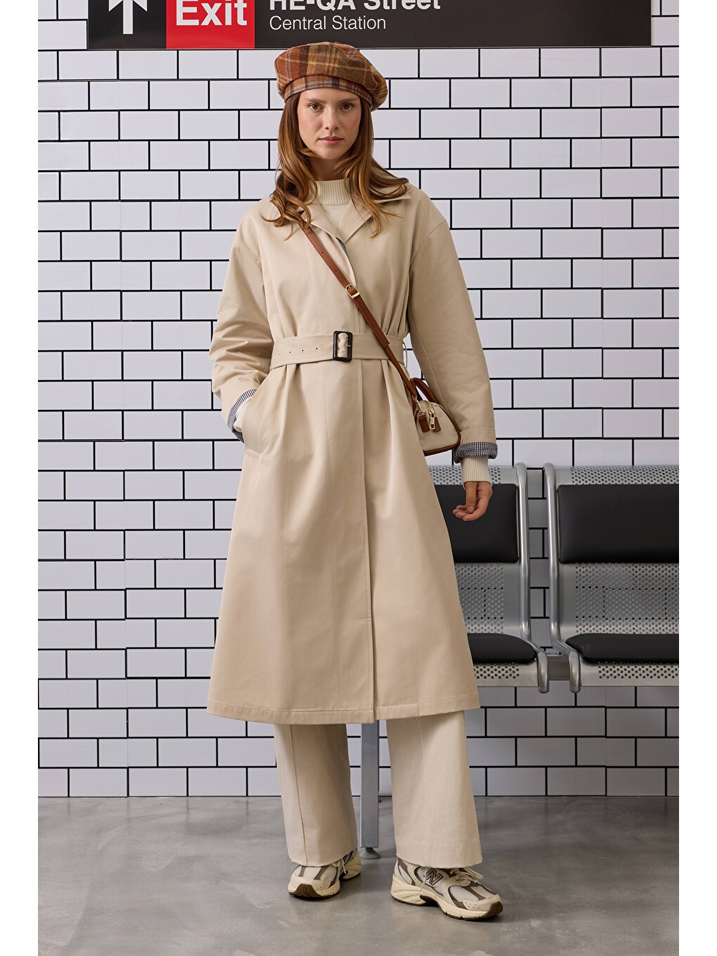 Bej Minimal Trençkot Soft Kaşmir-1