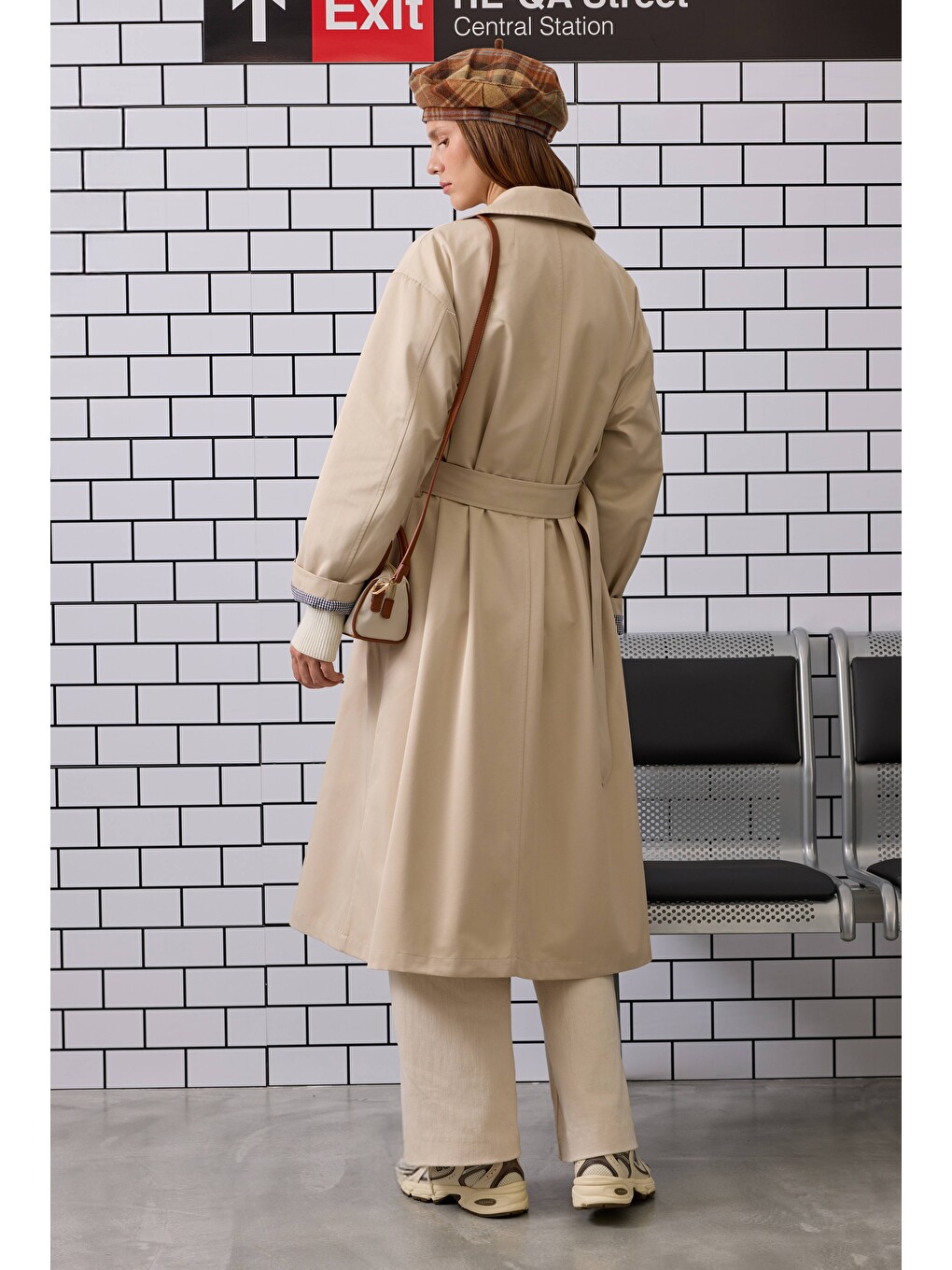 Bej Minimal Trençkot Soft Kaşmir-2