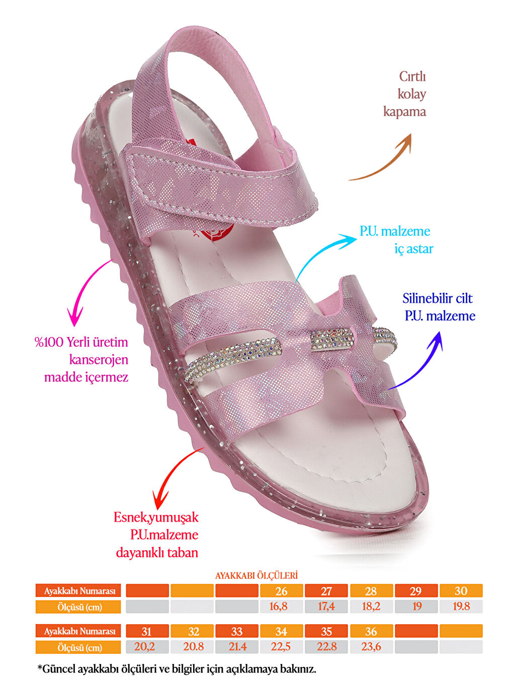 Pembe Kız Çocuk Sandalet Arz 2345-1