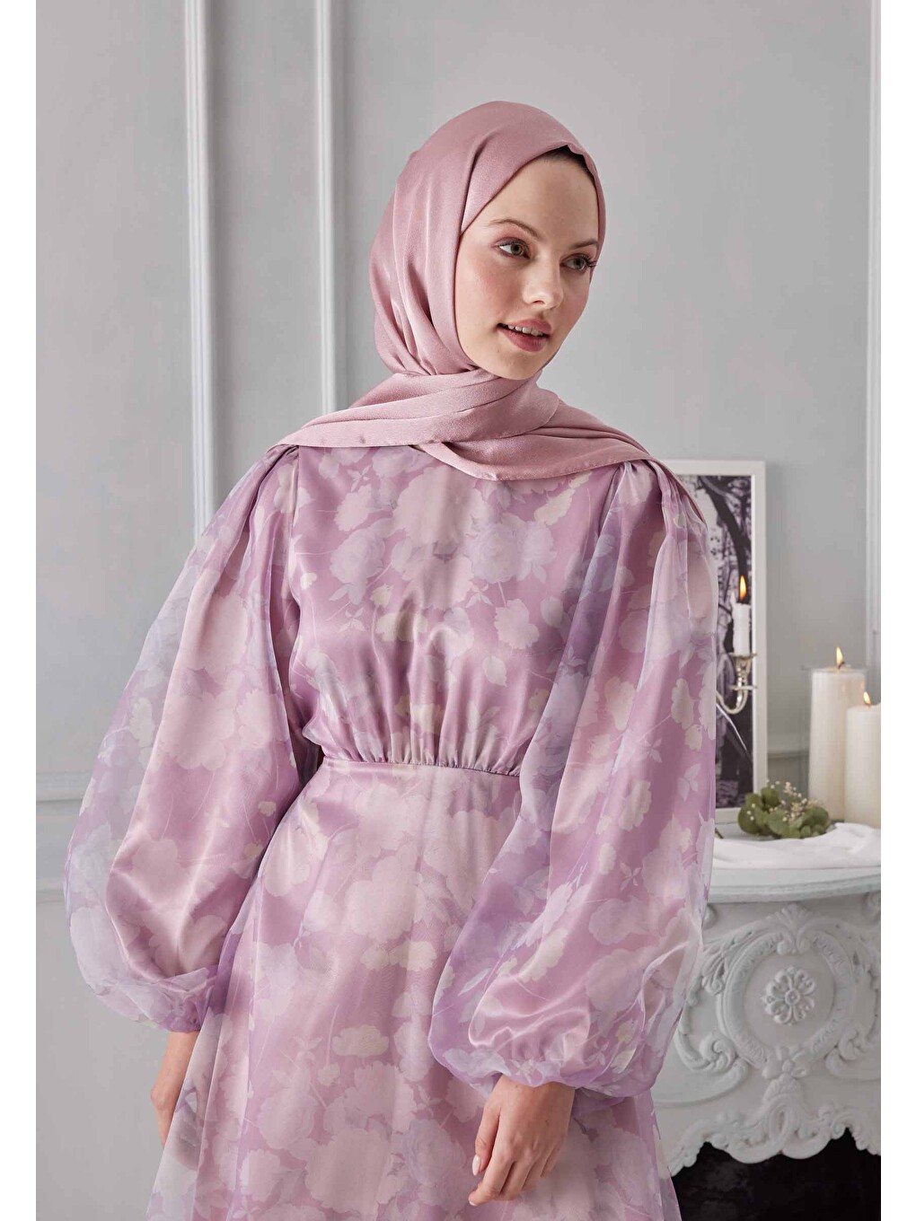 Pembe Janjanlı Şal Pudra-3