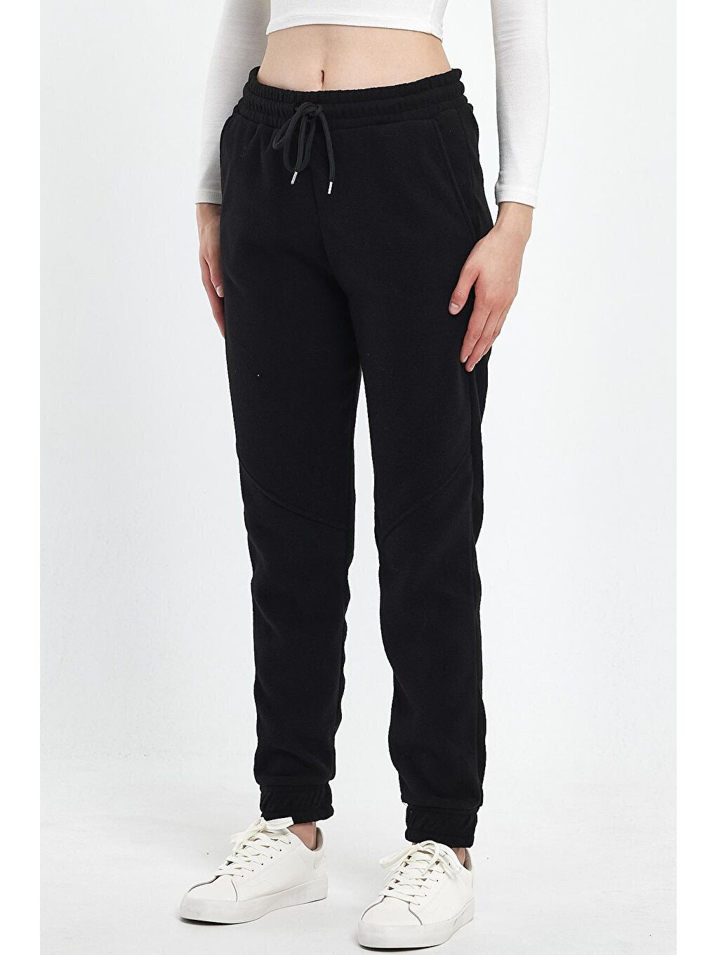 Siyah Kadın Rahat Kalıp Softech Polar Sweat Eşofman Altı SPR24EA97-1