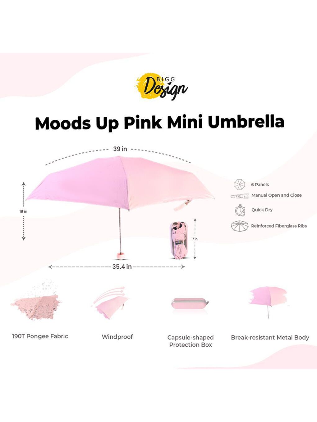 Biggdesign Pembe Moods Up Pembe Mini Şemsiye - 8