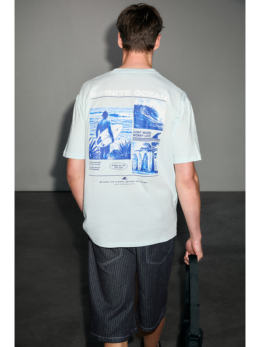 Mavi EXOTIC Erkek %100 Organik Pamuklu Baskı Detaylı Rahat Kalıp MAVİ T-Shirt-4