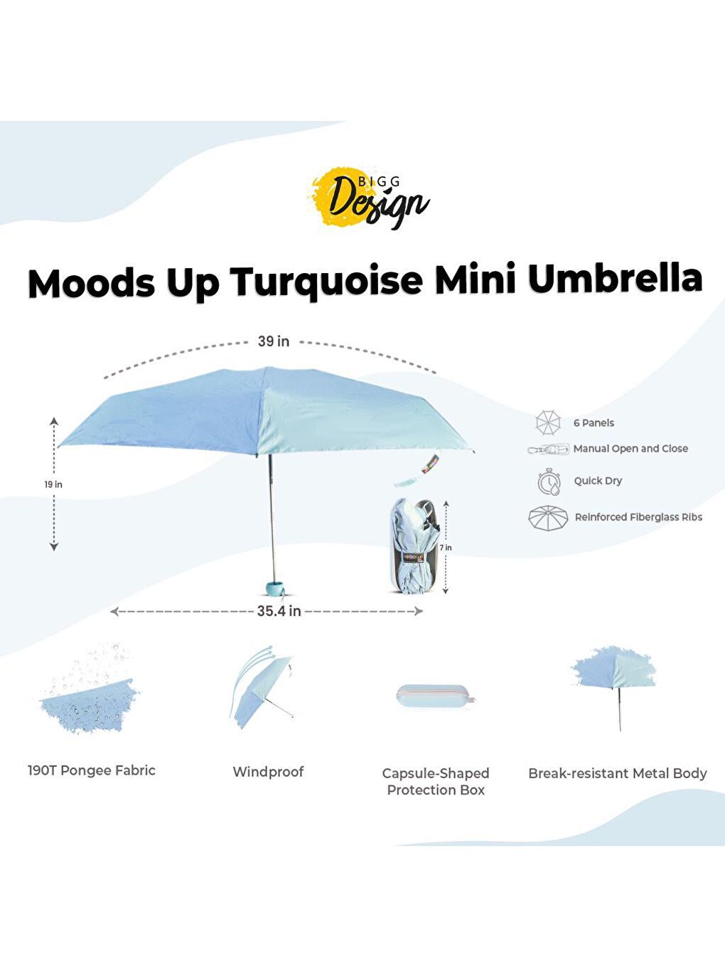 Biggdesign Turkuaz Moods Up Turkuaz Mini Şemsiye - 7