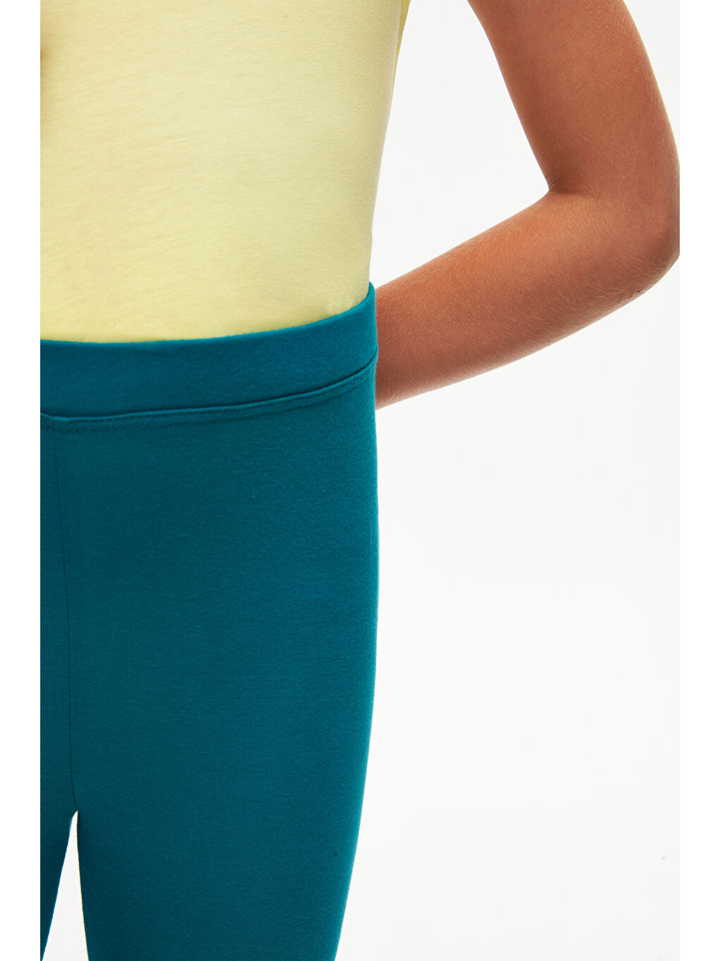 Koyu Petrol Kız Çocuk Tam Boy Düz Basıc Tayt-2