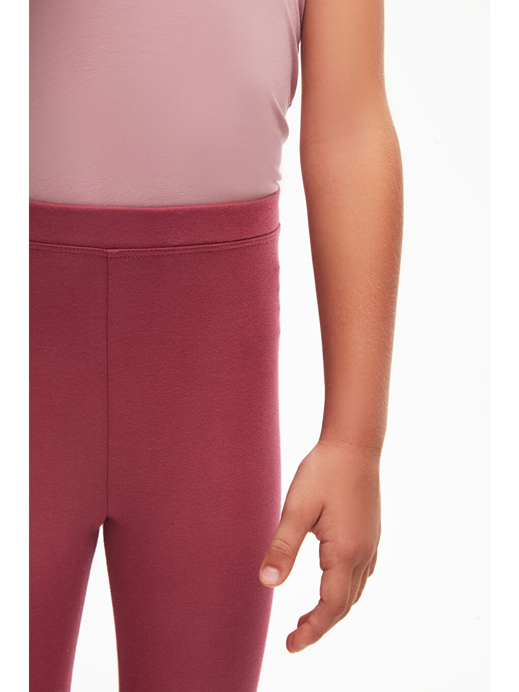 Açık Mürdüm Kız Çocuk Tam Boy Düz Basıc Tayt-2