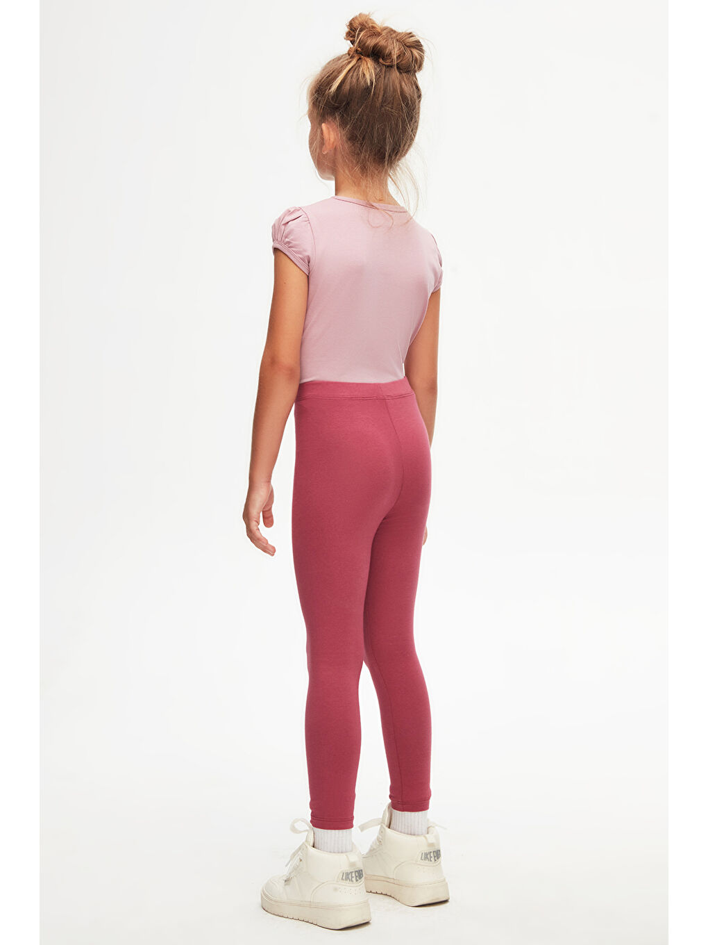 Açık Mürdüm Kız Çocuk Tam Boy Düz Basıc Tayt-3