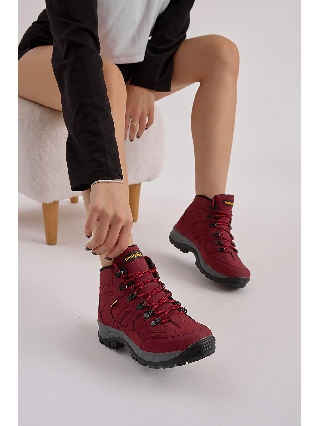 Unisex Bordo Rahat Kalıp Bağcıklı Trekking Bot-2