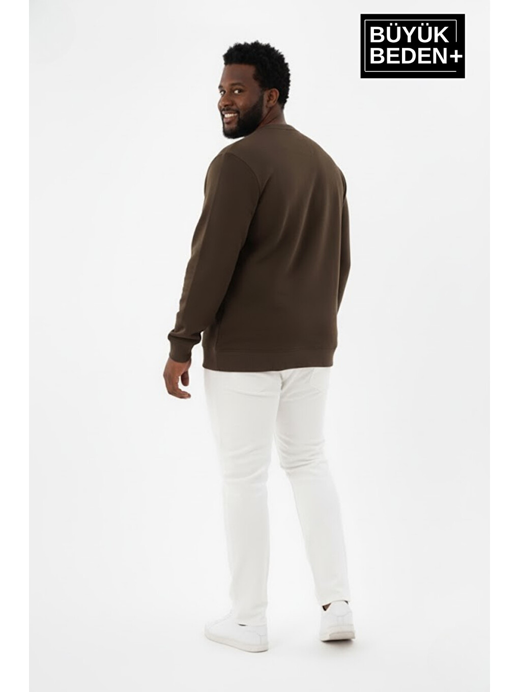 Haki Erkek Büyük Beden California 1974 Baskılı Bisilet Yaka İnce Sweatshirt Spr26bsw956-2-1