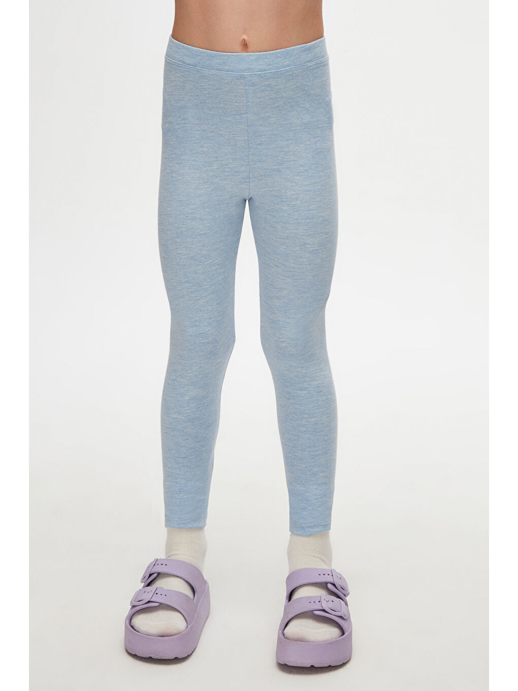 Mavi Melanj Kız Çocuk Tam Boy Düz Basıc Tayt-2